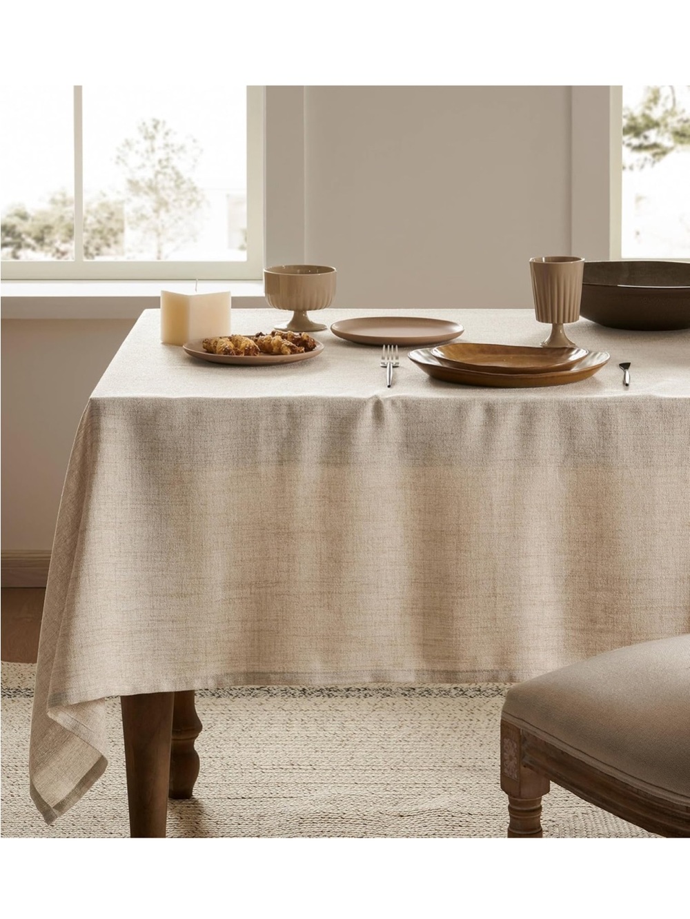 NEW 60”x84” Linen Tablecloth. Farmhouse Neutral Tablecloth